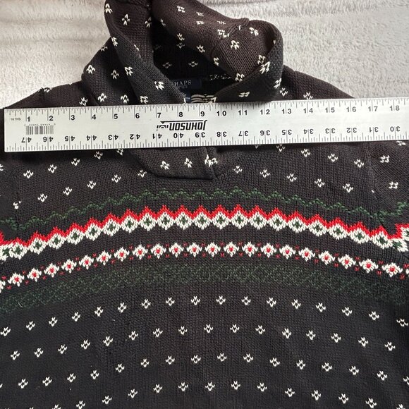 Vintage Chaps Ralph Lauren Womens Black Cotton Fair Isle Ski Knit Sweater XL - Picture 6 of 8